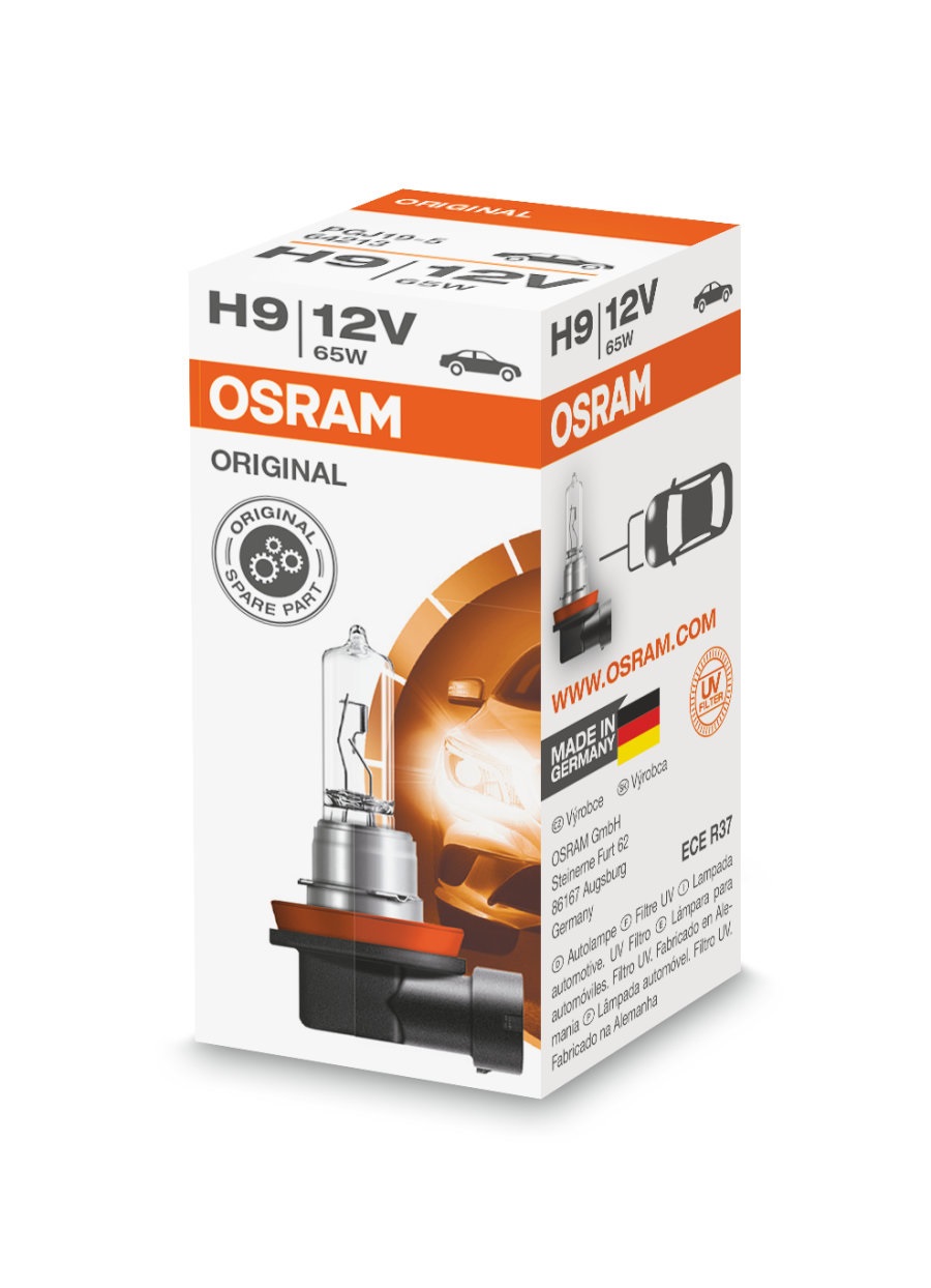 Osram H9 Lampada Alogena 12V 65W - Confezione Singola, Qualità OEM