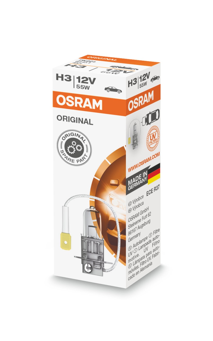 Osram H3 55W 12V Lampadina Alogena per Auto - Original Line