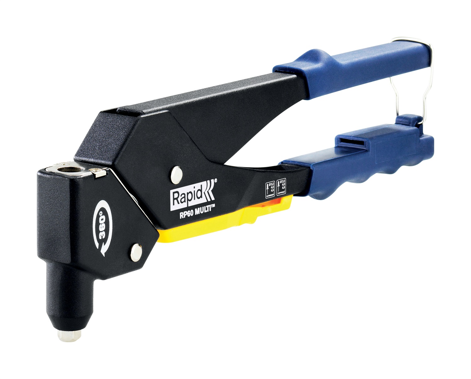 Rapid Pinza Rivettatrice RP60 MULTI - Ugello Universale, Parti Metalliche Rinforzate, Testa Rotante a 360°, 3 Anni di Garanzia