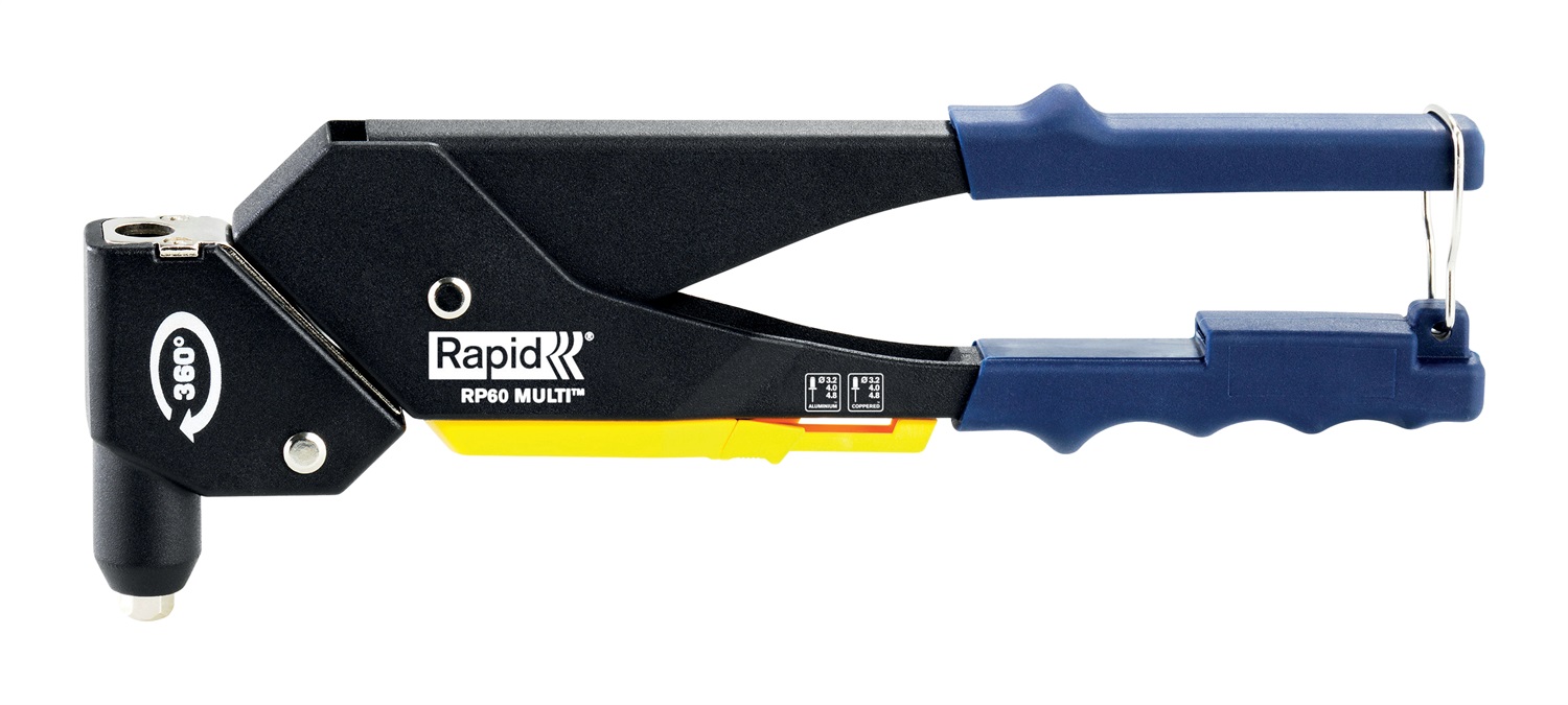 Rapid Pinza Rivettatrice RP60 MULTI - Ugello Universale, Parti Metalliche Rinforzate, Testa Rotante a 360°, 3 Anni di Garanzia