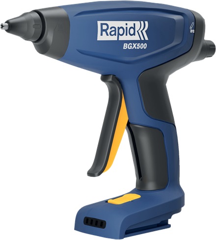 RAPID BGX500 Pistola per Colla a Caldo a Batteria con Riscaldamento Rapido, Regolatore di Flusso, Indicatore di Calore, Design con Grilletto a 4 Dita, 410 g
