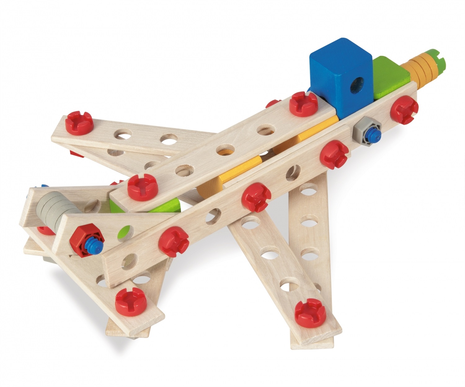 Eichhorn 100039098 Gioco di Costruzione in Legno - 225 Pezzi, 5 Varianti: Elicottero, Caccia, Trawler, Barca a Vela, Multicolore