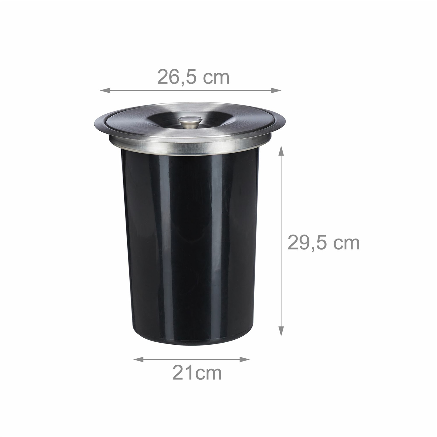 Relaxdays Pattumiera da Incasso per Cucina in Acciaio Inox con Coperchio, Igienica e Pratica, Dimensioni 29,5x26,5cm, Argento