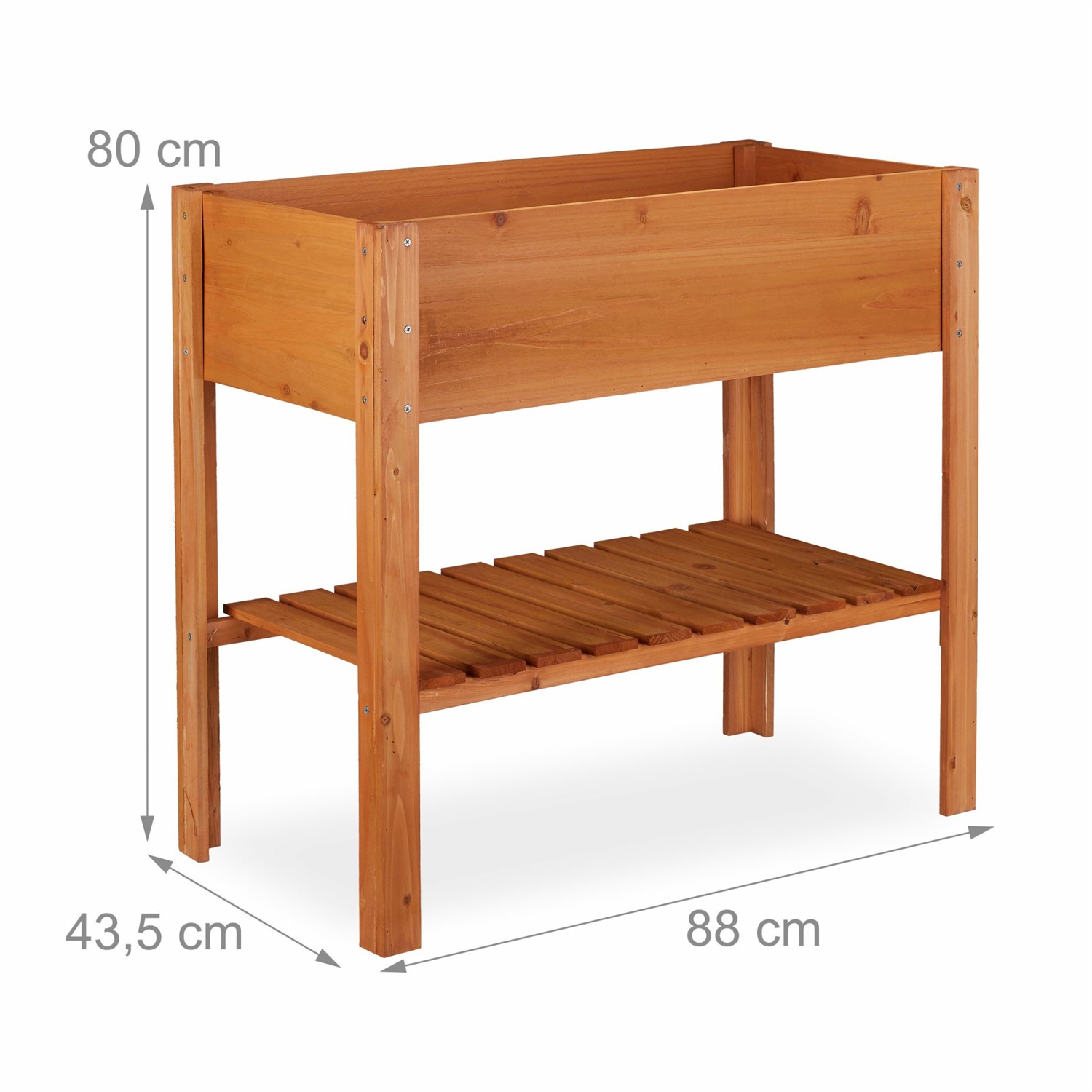Relaxdays Letto Rialzato in Legno Marrone Chiaro per Giardinaggio Urbano - Fioriera da Balcone 80x88x43,5 cm