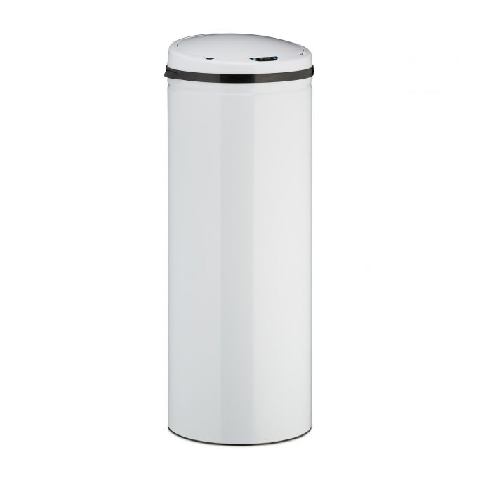 Relaxdays Pattumiera con Sensore 50L in Acciaio Inox Bianco - Apertura Automatica