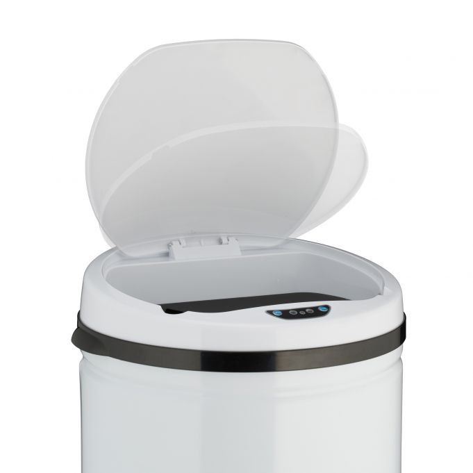 Relaxdays Pattumiera con Sensore 50L in Acciaio Inox Bianco - Apertura Automatica