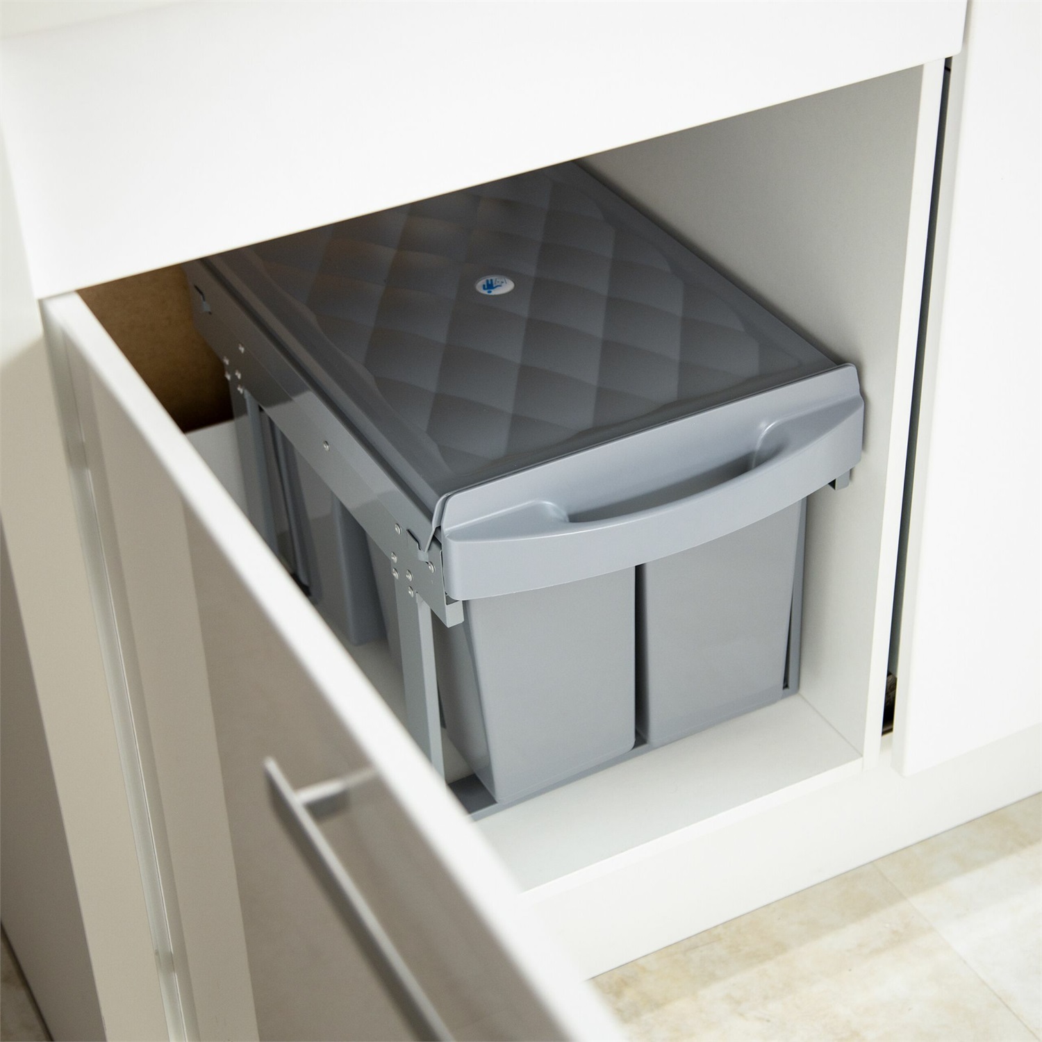 Relaxdays Pattumiera Estraibile Grigia con 4 Secchi da 8L per Raccolta Differenziata Sottolavello