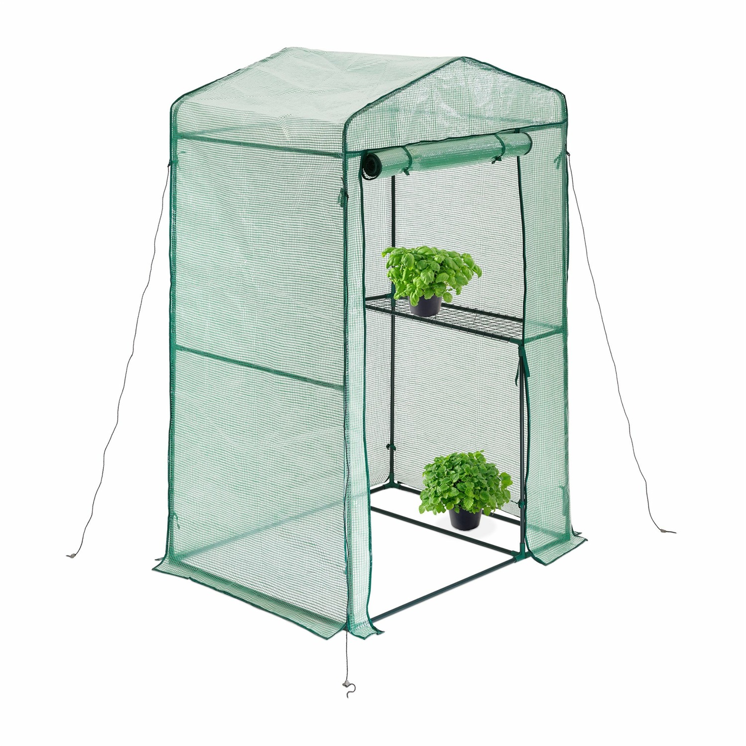 Relaxdays Serra da Giardino Verde, Orto Verticale in Ferro e PE con Porta Avvolgibile, 185x125x95 cm per Coltivare Pomodori