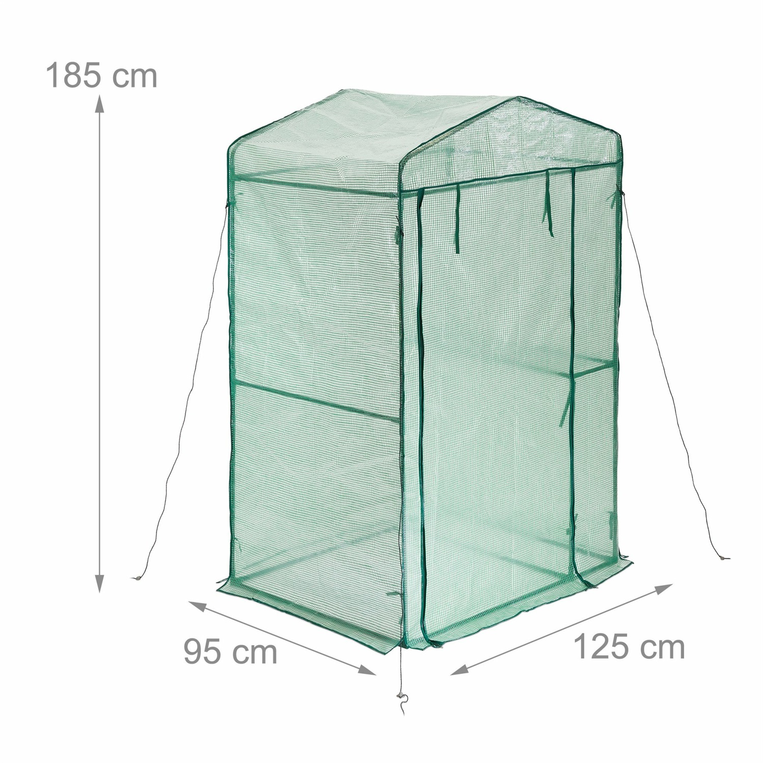 Relaxdays Serra da Giardino Verde, Orto Verticale in Ferro e PE con Porta Avvolgibile, 185x125x95 cm per Coltivare Pomodori