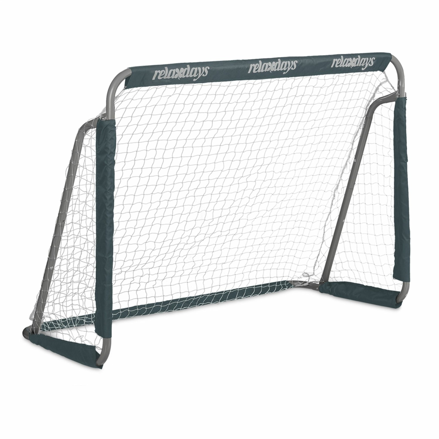 Relaxdays Porta da Calcio in Metallo per Giardino - Grigio, 110 x 150 x 75 cm, per Adulti e Bambini con Rete Resistente