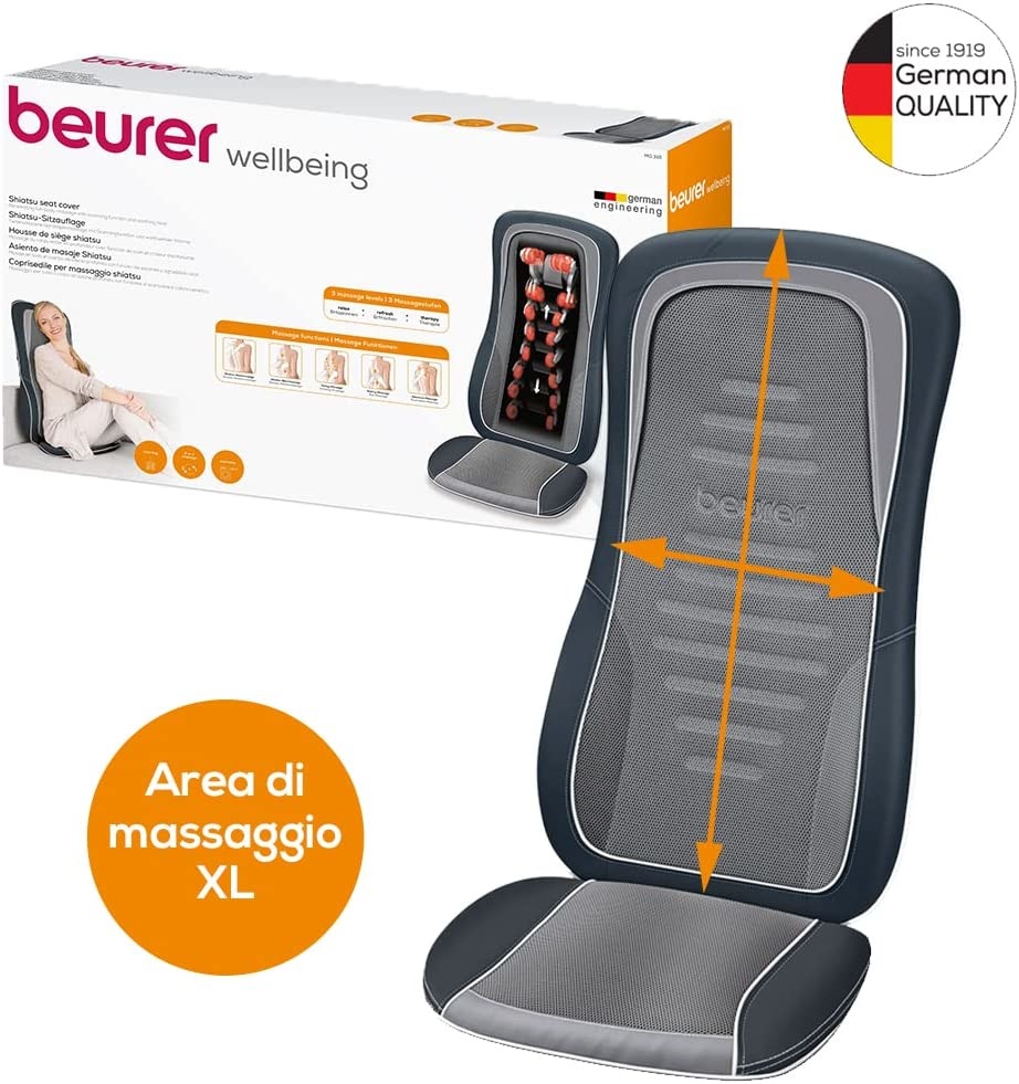 Beurer MG 315 Cuscino Massaggiante 3-in-1 Shiatsu per Schiena e Collo con 3 Programmi Automatici