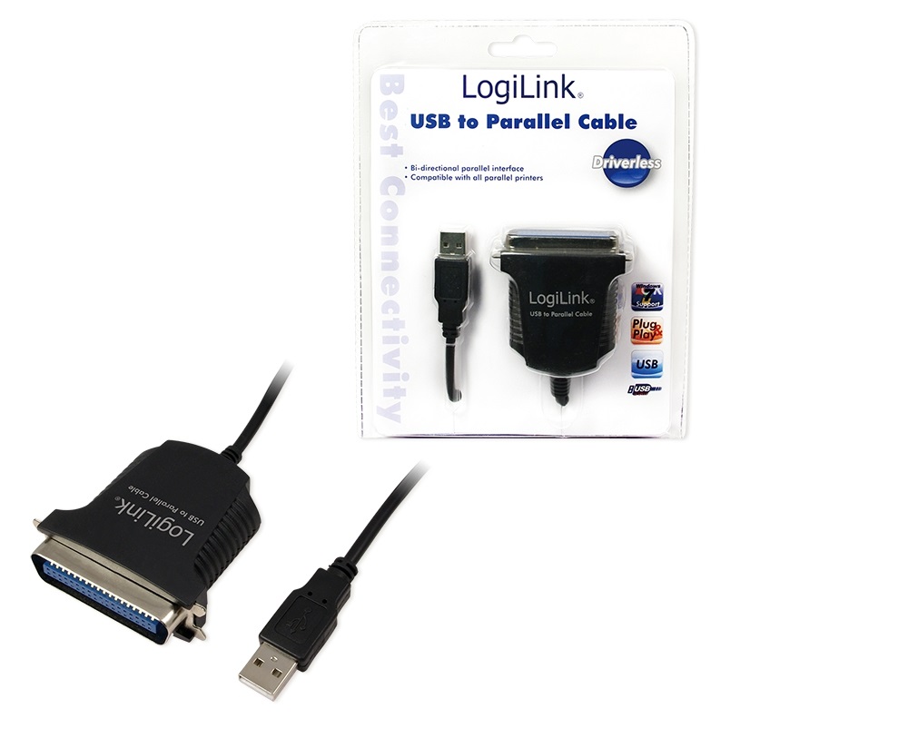 LogiLink AU0003C Cavo Adattatore Stampante USB a Parallela Nero 1,5 m - USB 1.1