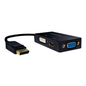 LogiLink CV0109 - Adattatore DisplayPort a DVI/HDMI/VGA 4K, Nero