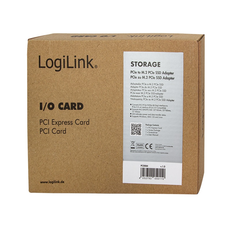 LogiLink Adattatore PCIe a M.2 per SSD PCIe NVMe - Espansione Archiviazione ICC X-PCI-M2SSD