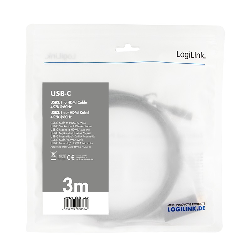 LogiLink UA0330 Adattatore Grafico USB Nero - Compatibile con USB 2.0 e 3.0