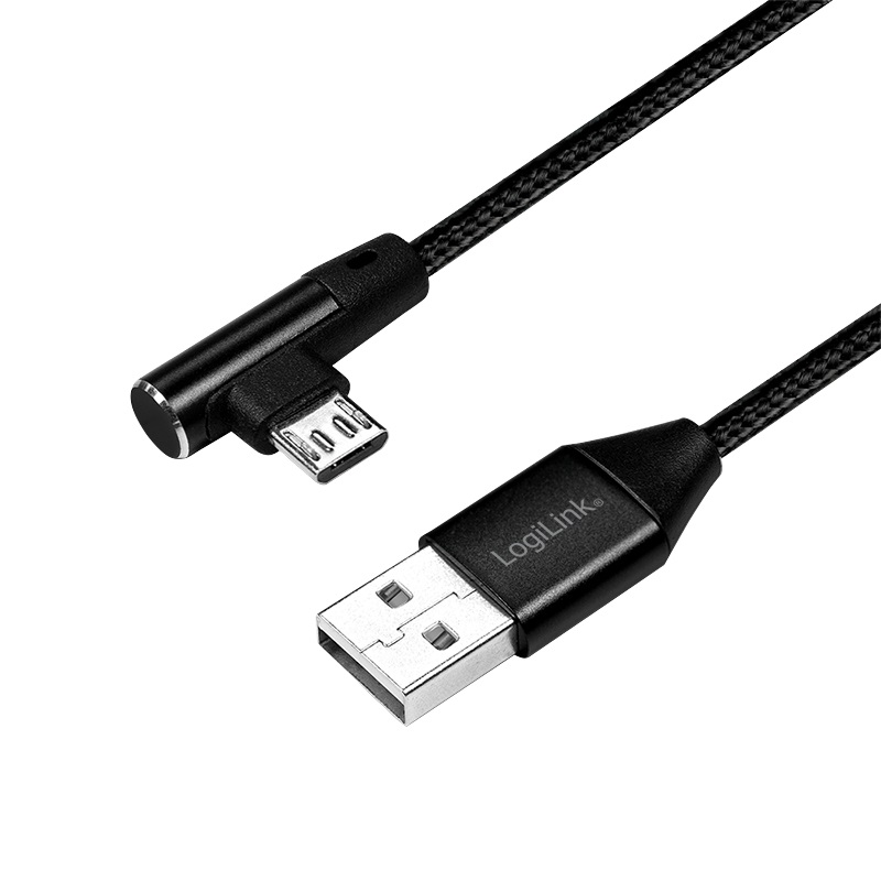 Logilink Cavo USB 2.0 1 m A a Micro USB B Angolato 90° Nero