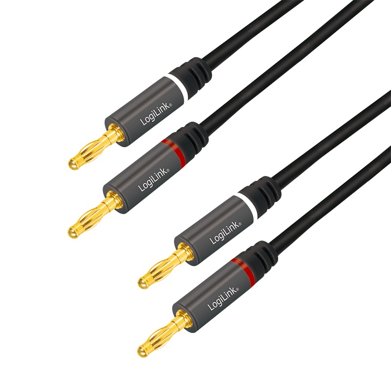 LogiLink Cavo per Altoparlanti 5m con 2x Spinotti a Banana in Nylon Nero