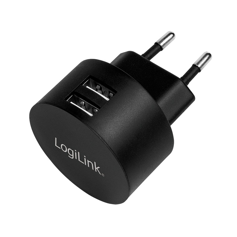 LogiLink PA0218 - Adattatore di presa USB 2 x USB-A 10,5 W con protezione da sovraccarico e ricarica rapida