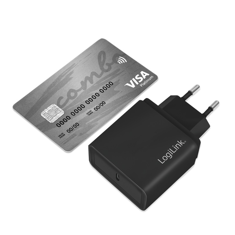 LogiLink PA0258 Caricabatterie Universale Nero AC Interno con Porta USB-C, Ricarica Rapida 18W
