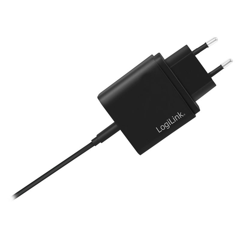 LogiLink PA0258 Caricabatterie Universale Nero AC Interno con Porta USB-C, Ricarica Rapida 18W