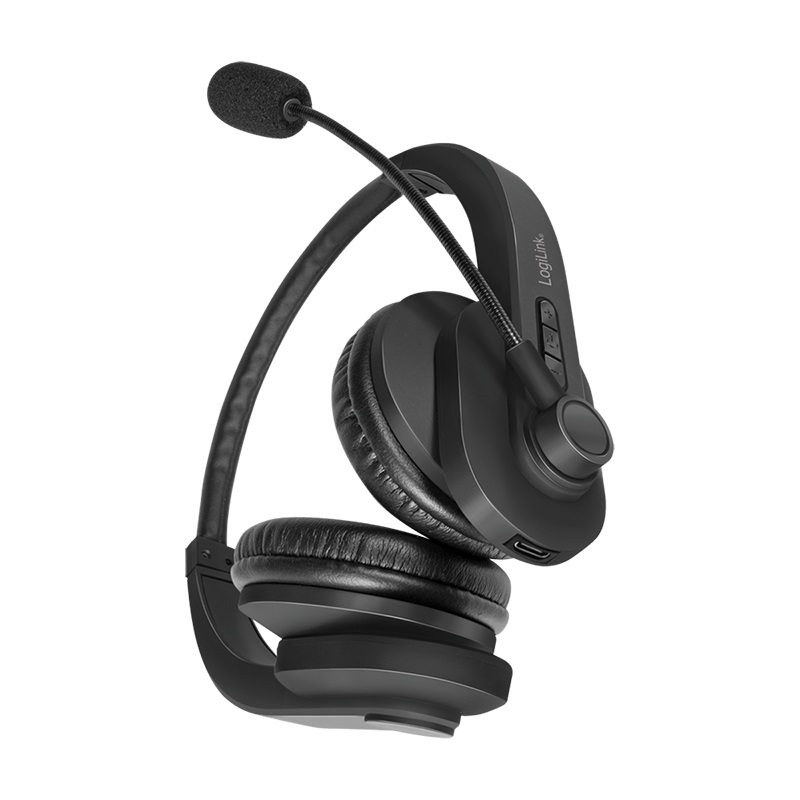LogiLink BT0060 Cuffie Wireless Stereo a Padiglione con Microfono, Bluetooth, Nero, Funzione Vivavoce e Ingresso USB-C