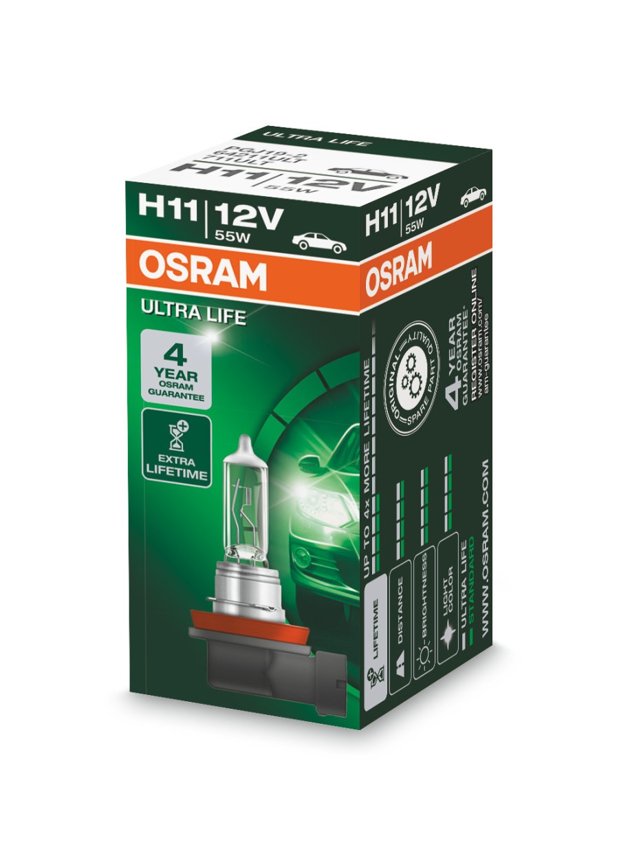 OSRAM H11 Ultra Life - Lampada alogena 12V, 55W, alta qualità