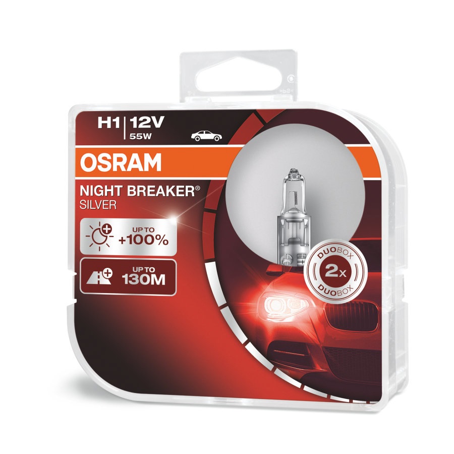 Osram Night Breaker Silver H1 Lampadina Alogena 55W 4200K 100% di Luce