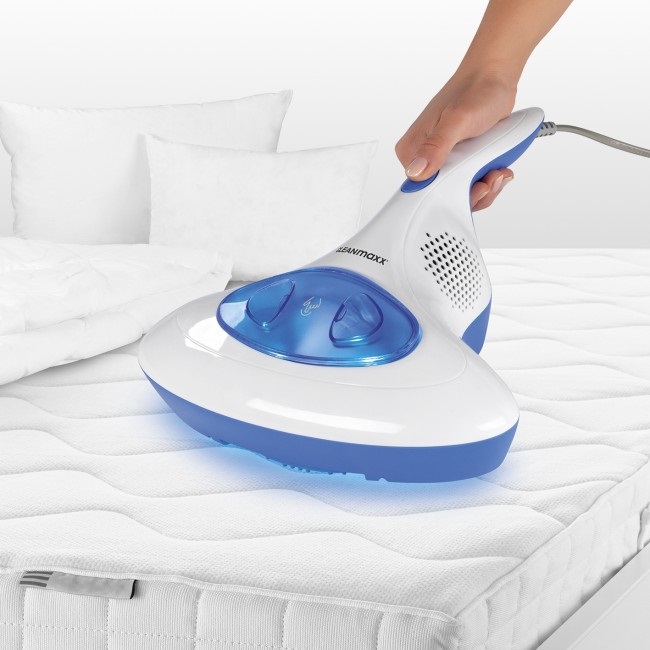 CLEANmaxx Aspirapolvere Antiacaro Senza Filo Blu e Bianco con Luce UV-C e Filtro HEPA - Rimuove il 99,9% degli Acari e Batteri