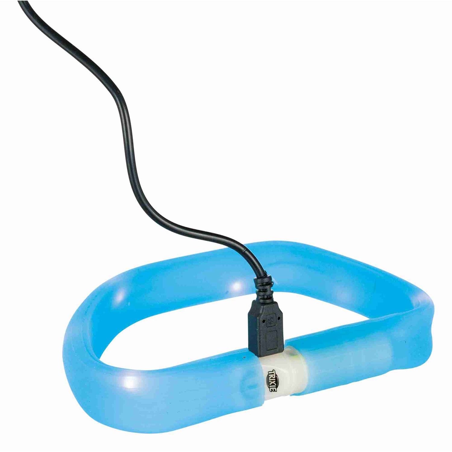 TRIXIE Collare Luminoso con Fascia di Luce USB per Cani L-XL 70cm in Silicone Blu