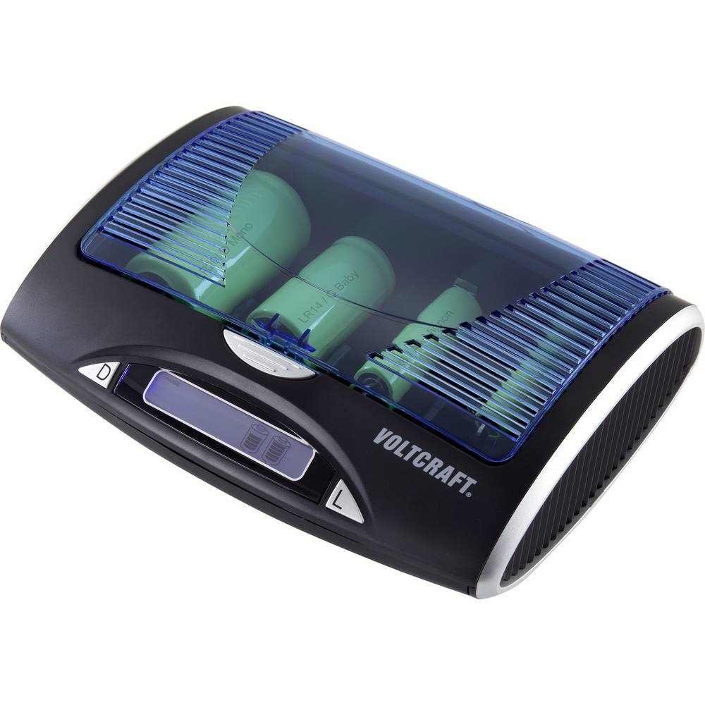 VOLTCRAFT P-600 Caricabatterie Universale per Batterie NiMH AAA, AA, C, D e 9V con Uscita USB e Display LC