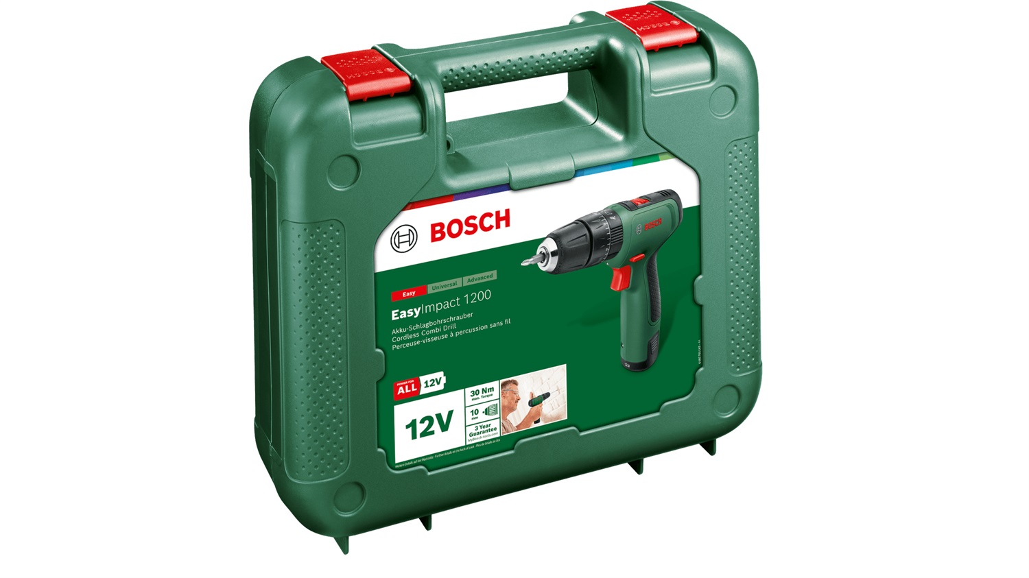 Bosch EasyImpact 1200 - Trapano Avvitatore a Batteria 12V, 1500 Giri/min, 1.1 kg, Senza Chiave, con Valigetta