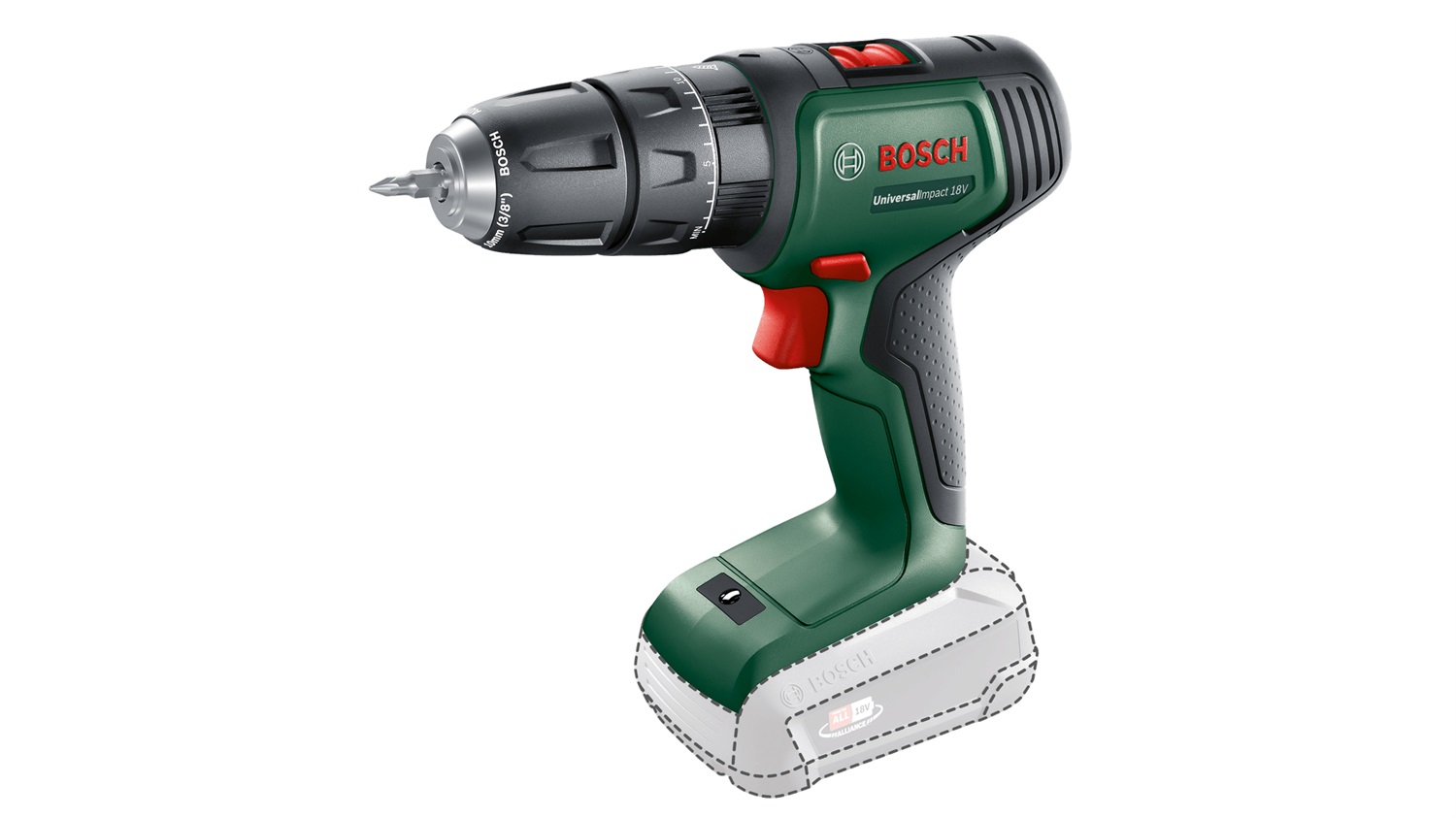 Bosch UniversalImpact 18V Trapano Avvitatore a Percussione - 1450 Giri/min, 1,3 kg, Senza Batteria, 20 Livelli di Coppia