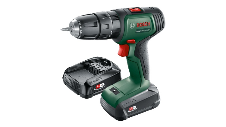 Bosch Universal Impact 18V - Trapano a percussione a batteria 1,3 kg, 1450 Giri/min, mandrino senza chiave