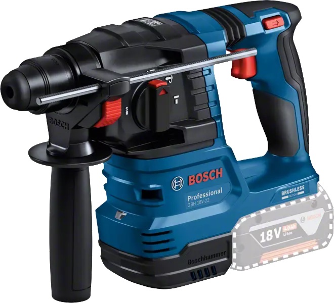 Bosch GBH 18V-22 PROFESSIONAL Martello Perforatore a Batteria con SDS plus, 2 Batterie da 4.0 Ah, Caricabatteria GAL 18V-40 e Accessori in L-BOXX