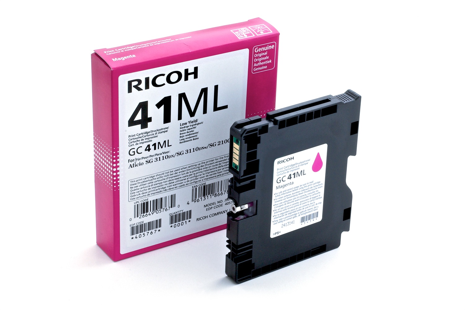 Ricoh 405767 Cartuccia d'Inchiostro Originale GC-41ML Magenta, 41 ml, 600 Pagine