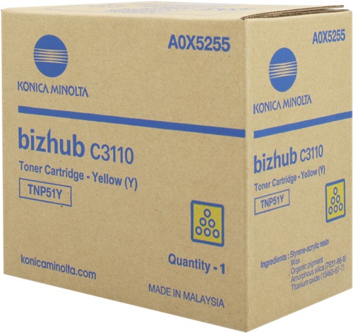 Konica Minolta A0X5255 TNP-51Y Toner Giallo Originale per Bizhub C 3110 - 5.000 Pagine
