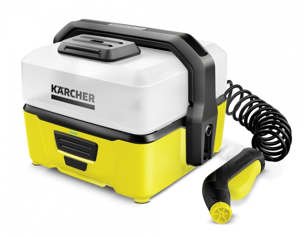 Kärcher OC 3 Idropulitrice Portatile Elettrica a Batteria 120 l/h con Serbatoio da 4L, Tubo da 2,8m e Autonomia di 15 Minuti