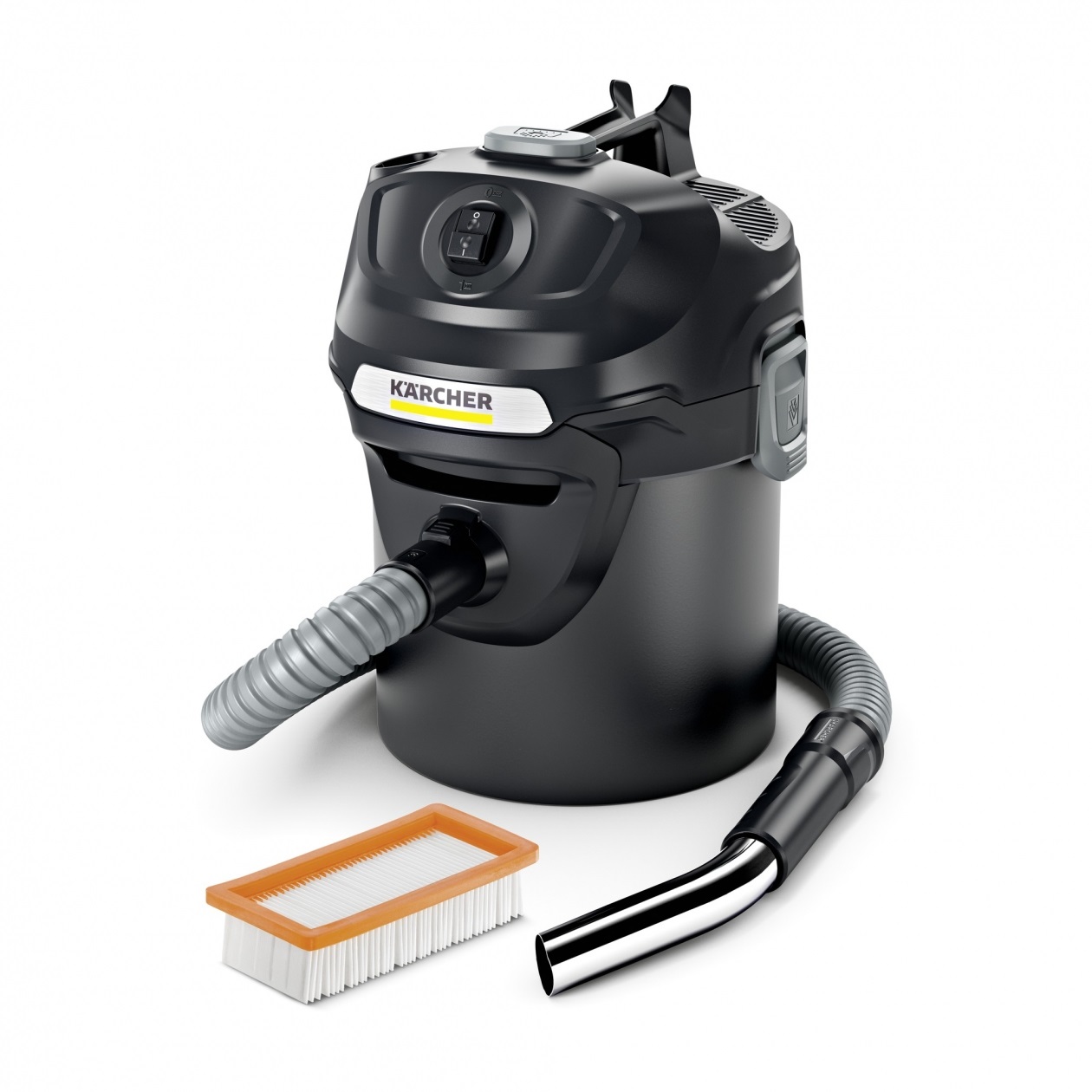 Kärcher AD 2 Aspirapolvere e Aspiracenere Ignifugo 600W, Capacità 14L, Scuoti Filtro, Nero