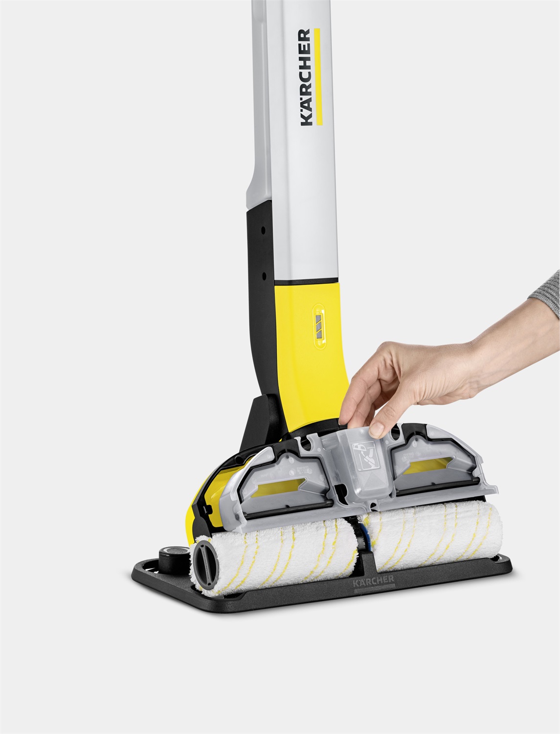 Kärcher EWM 2 Lavapavimenti Cordless 3 in 1 - Lava, Asciuga, Aspira, Adatto a Tutti i Tipi di Pavimenti, Colore Giallo/Grigio