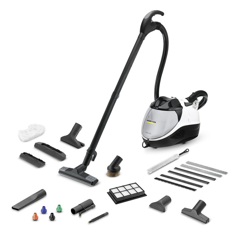 Kärcher SV 7 Pulitore a Vapore Cilindrico 0,5 L 2200 W con Aspirazione, Pressione 4 bar, Nero-Grigio-Bianco
