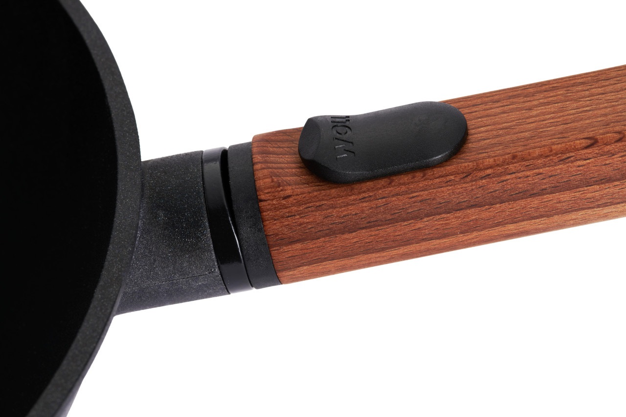 Woll Eco Logic QXR Wok Induttivo 30 cm - Wok in Alluminio con Manico Rimovibile in Legno Sostenibile, Antiaderente e Senza PFAS