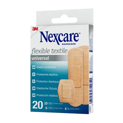 3M Nexcare Cerotti Elastici in Tessuto - 20 Pezzi Assortiti, Resistente e Traspirante