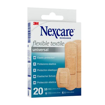 3M Nexcare Cerotti Elastici in Tessuto - 20 Pezzi Assortiti, Resistente e Traspirante