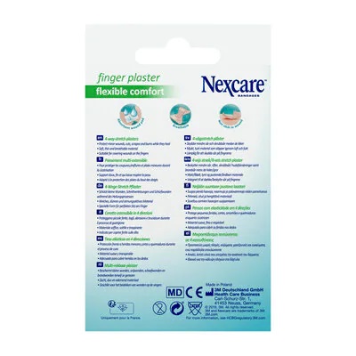 3M Nexcare Cerotto Preparato per Dita - 10 Cerotti Estendibili 44,5 mm x 51 mm, Traspirante e Comfortevole