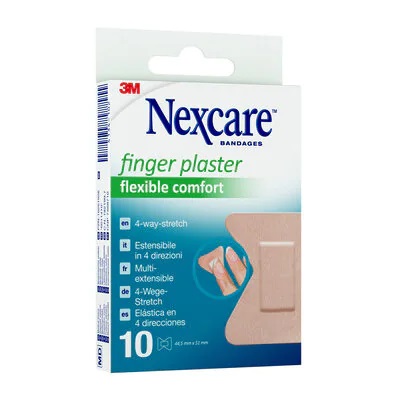 3M Nexcare Cerotto Preparato per Dita - 10 Cerotti Estendibili 44,5 mm x 51 mm, Traspirante e Comfortevole