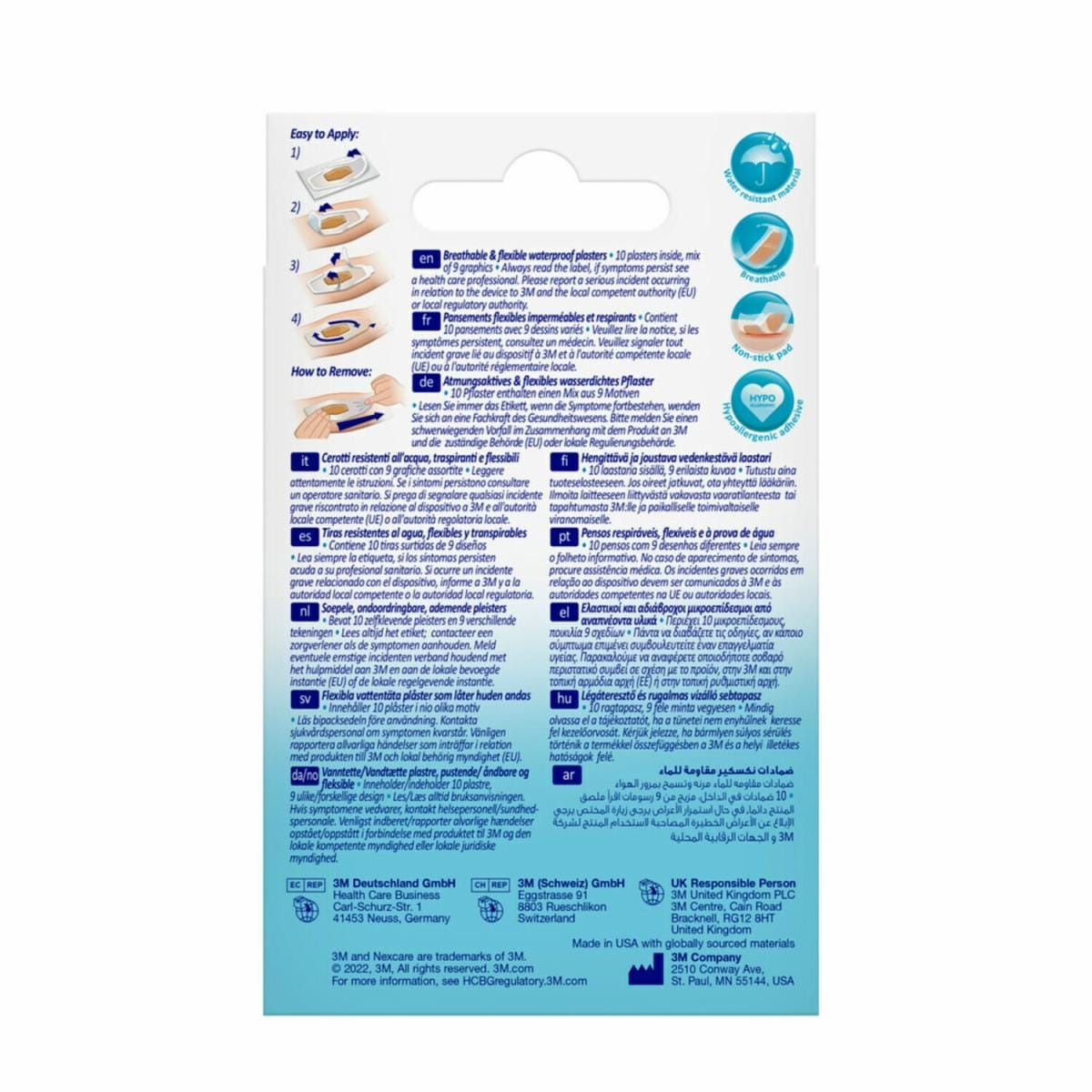 3M NexCare™ Cerotti Waterproof Tattoo per Bambini - 10 Pezzi, Impermeabili e Flessibili