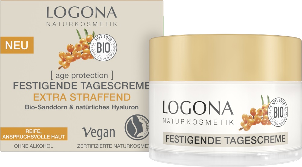 Logona Crema Giorno Rassodante Extra 50 ml - Idratante Anti-Invecchiamento con Vitamina C e Acido Ialuronico Naturale