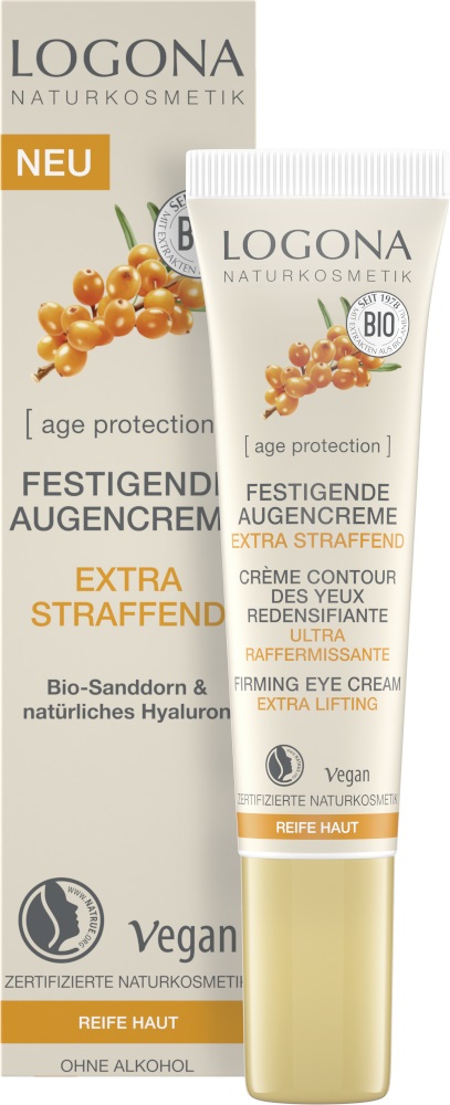 LOGONA Age Protection Crema per Contorno Occhi Anti-Invecchiamento Vegana con Olivello Spinoso e Acido Ialuronico - 15 ml