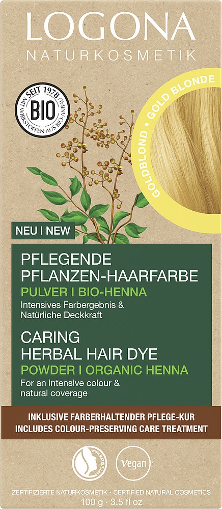 Logona Colorante Vegetale per Capelli Biondo Dorato in Polvere - 100 g con Henné Biologico, Vegano e Nutriente