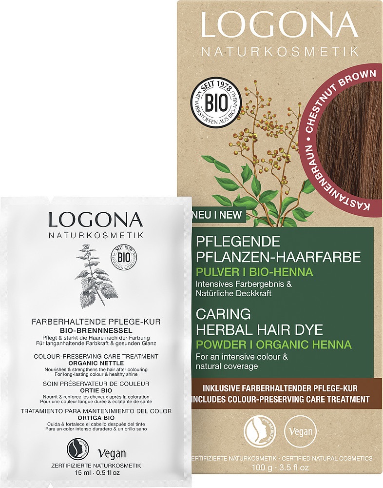 LOGONA Colorante Vegetale Nutriente per Capelli - Colore Nº 070 Marrone Castagna 100 g